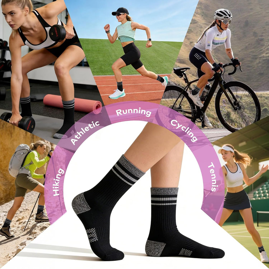Gonii Women Athletic Cushioned Crew Socks 5 Pairs