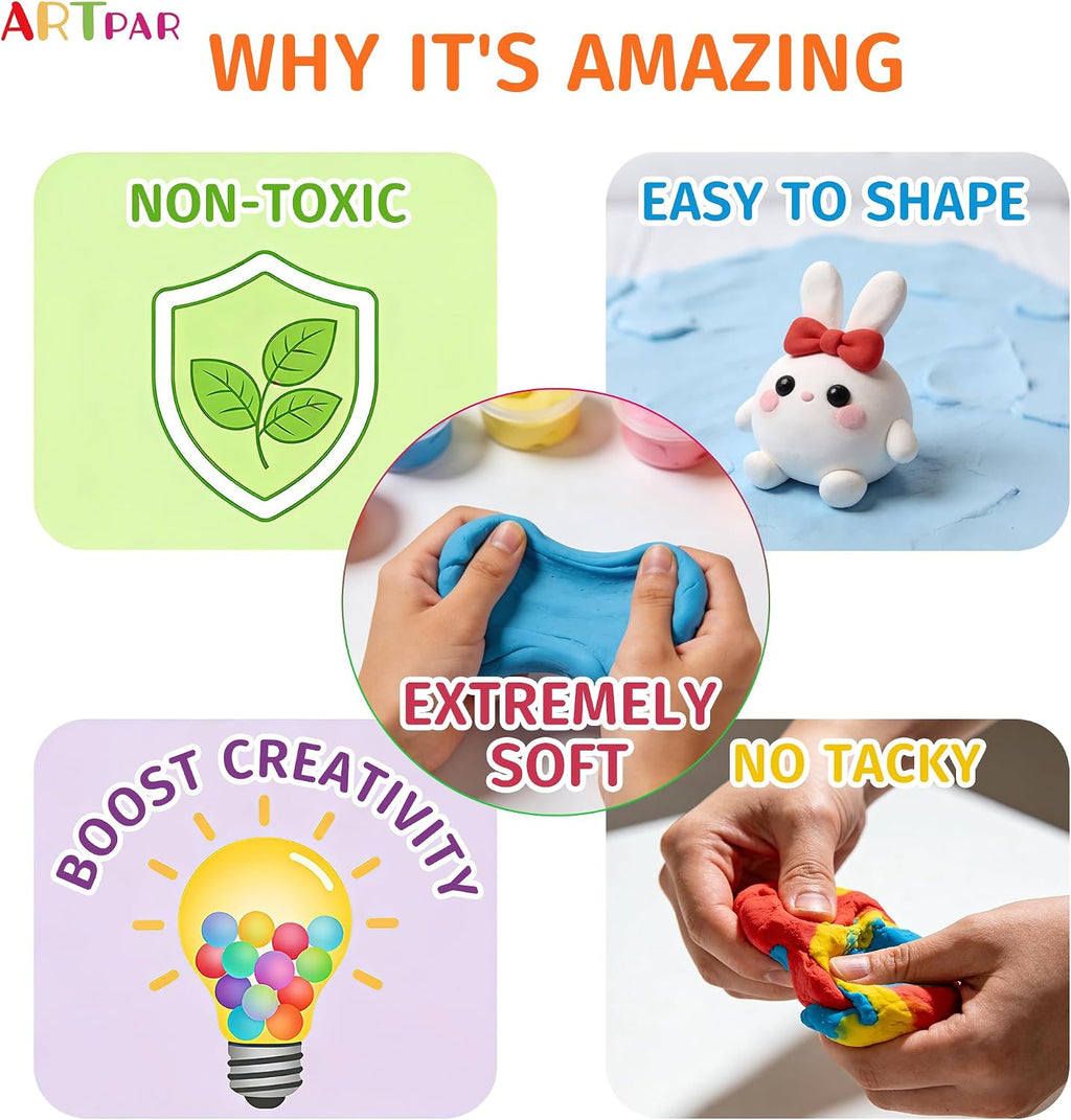 ARTPAR Air Dry Clay for Kids,90 Colors Modeling Magic Clay Bulk Kit