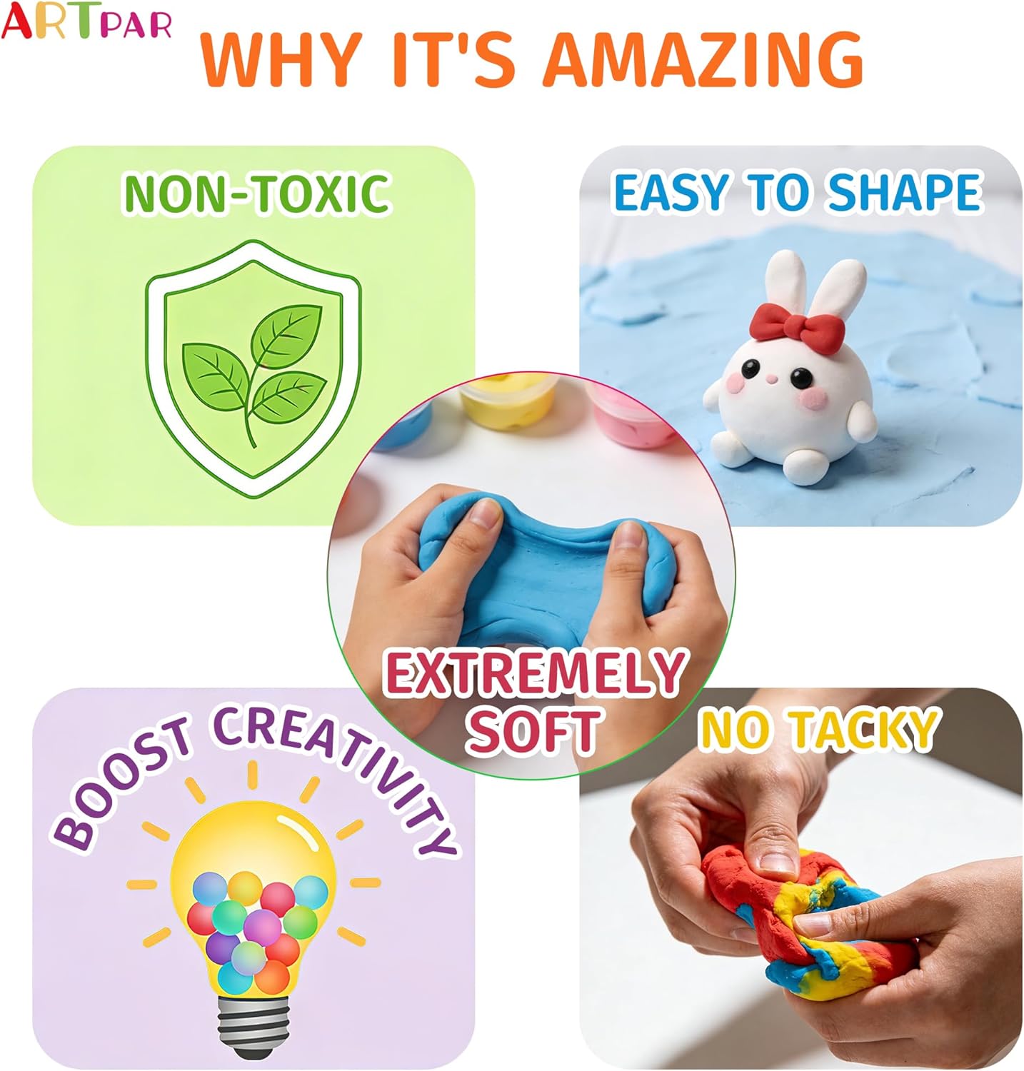 ARTPAR Air Dry Clay 56 Colors,Modeling Clay for Kids,Molding Magic Clay Kit