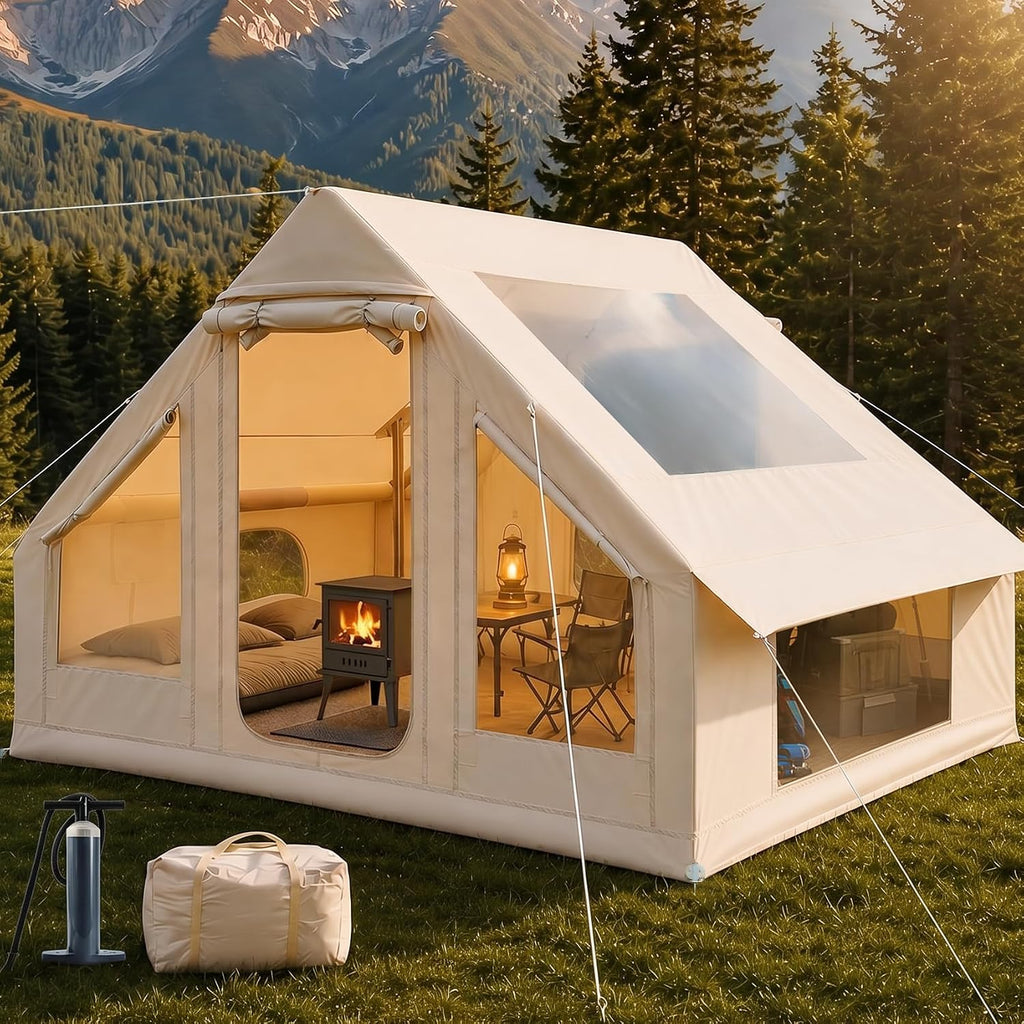 Inflatable Camping Tent, 5-Minute Setup, 4-6 Person Family Tent
