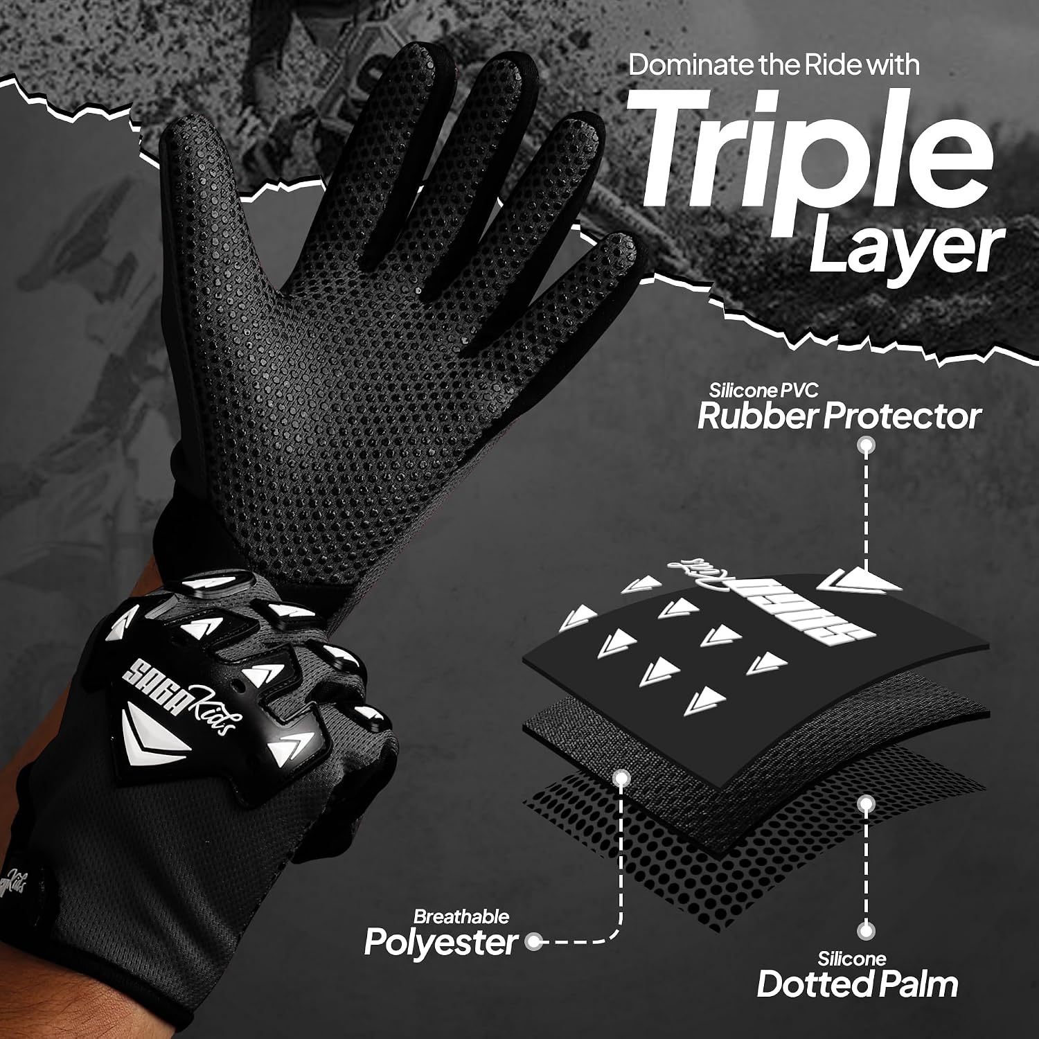 Youth Motocross Gloves – Antislip Kids Dirt Bike Gloves