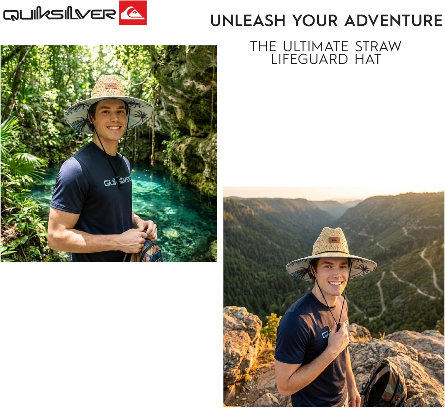 Quiksilver Men's Wide Brim Outdoor Lifeguard Straw Sun Hat