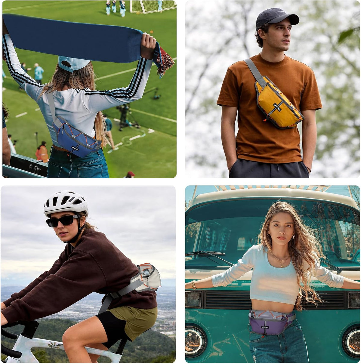 2L Fanny Pack for Women Men, Anti‑theft Waist Bag with RFID Blocking