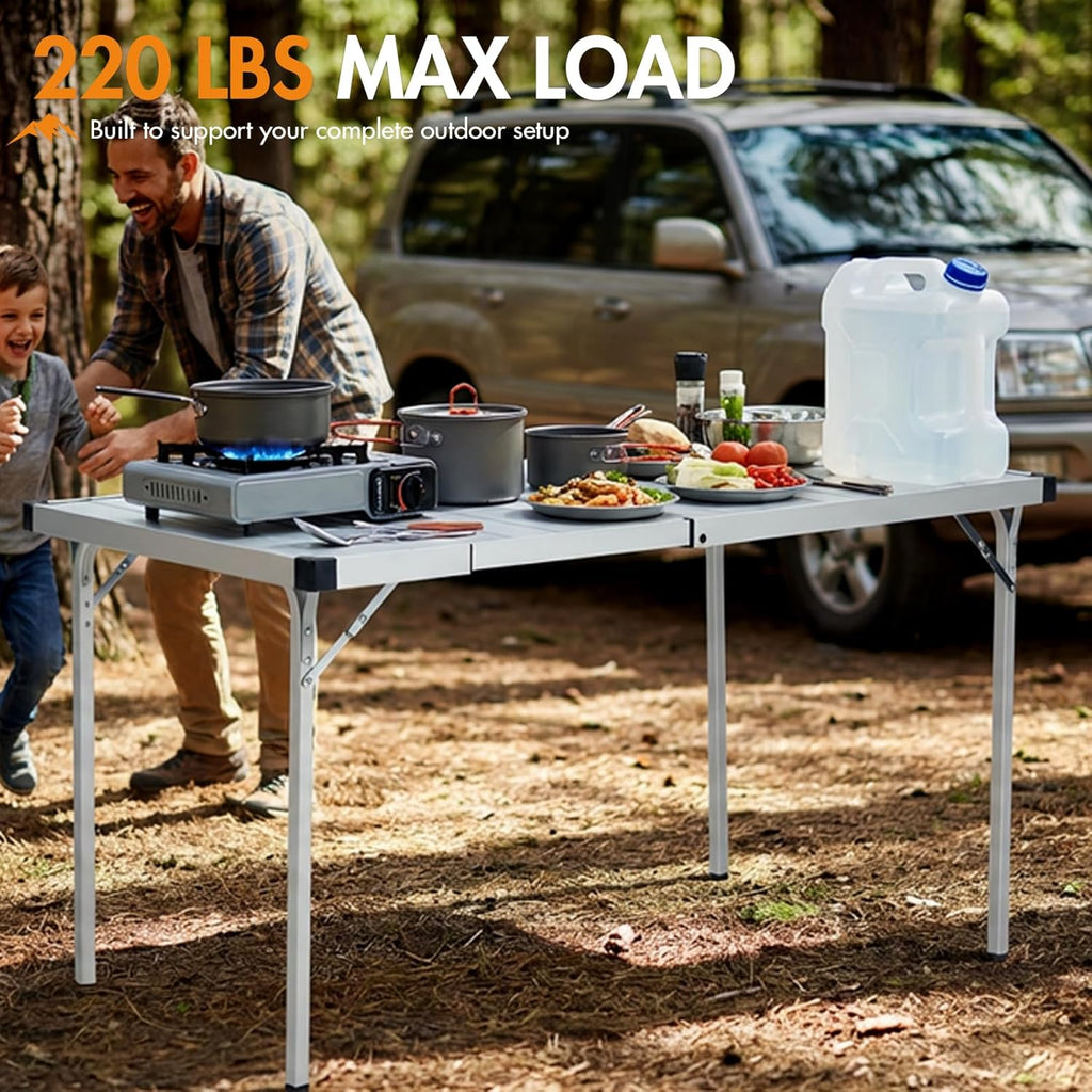 Portal Expandable Camping Table, 37"-51.2" Aluminum Folding Table for 2-6