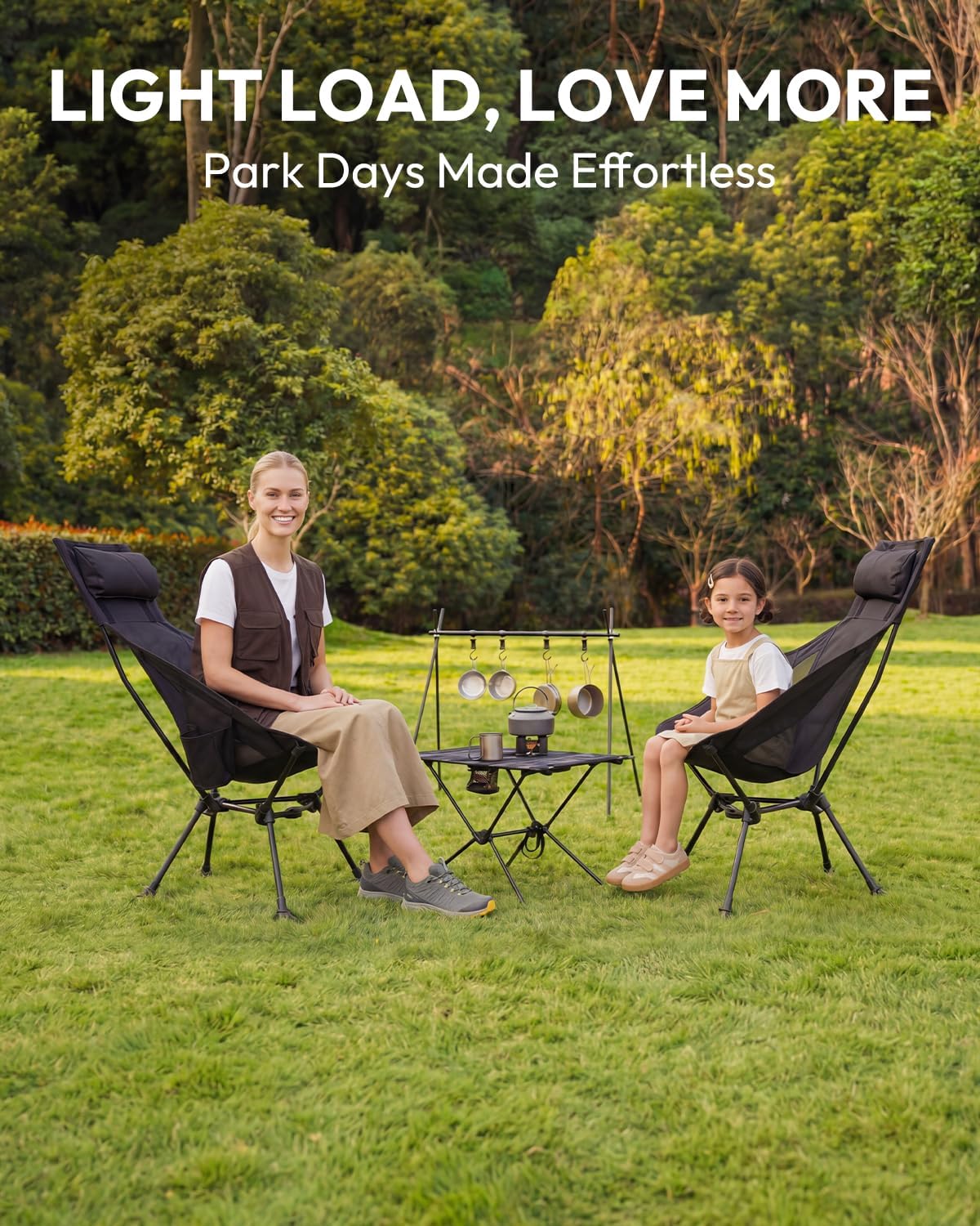 MOBI GARDEN 400Lb High Back Camping Chair, Portable Chair for Adults