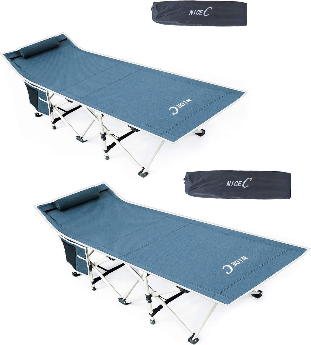 Nice C Camping Cot for Adults, Folding Camping Cot (2 Pack, Grey)