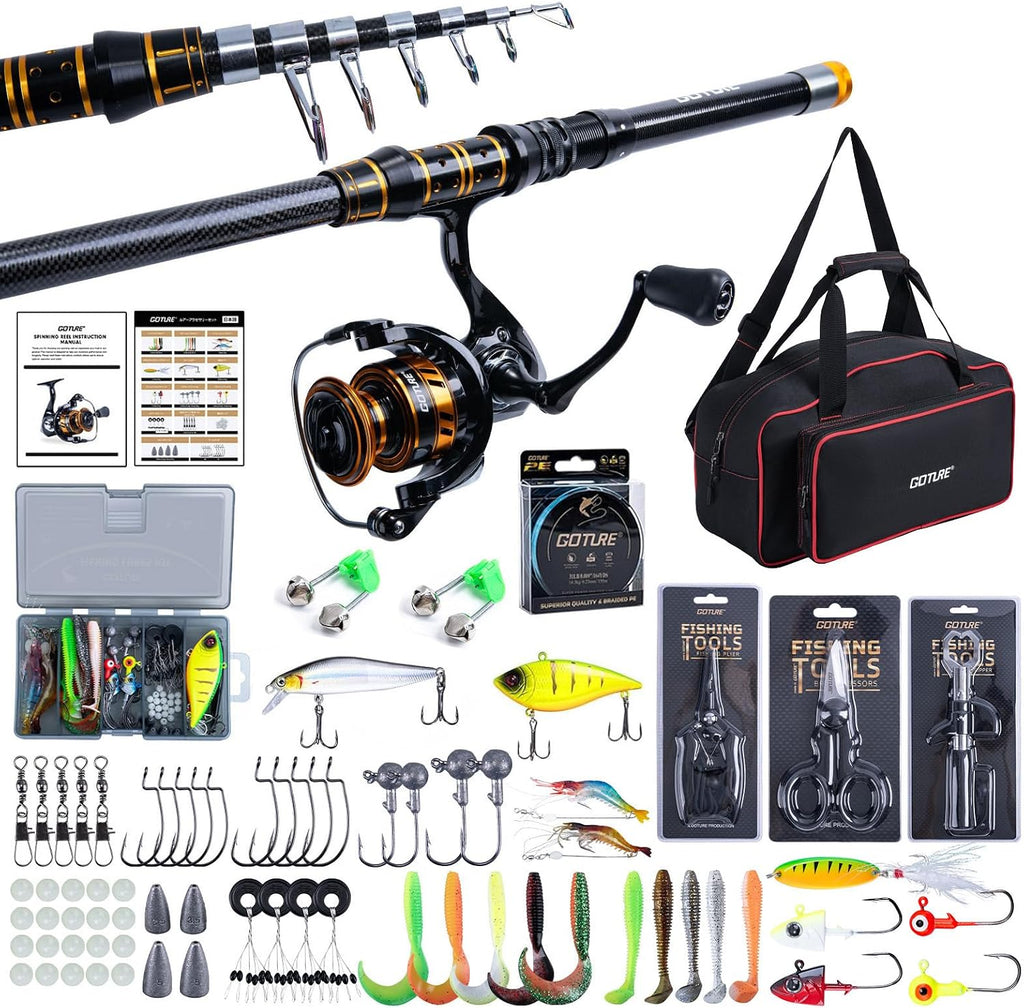 Goture Fishing Rod and Reel Combo with 900D Sling Bag/Handbag,1.8M-2.7M