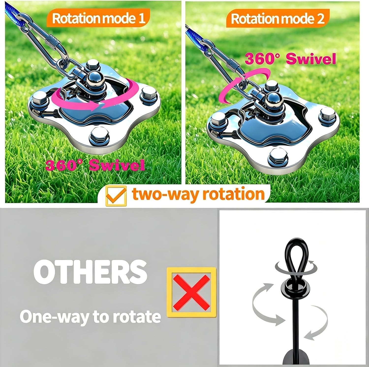 Dog Tie Out Cable and Stake, 30FT Heavy Duty Cables for Outside, 360°Swivel No Tangle Dog Runner for Yard, Up to 150 lbs, Ideal for Outdoor Camping