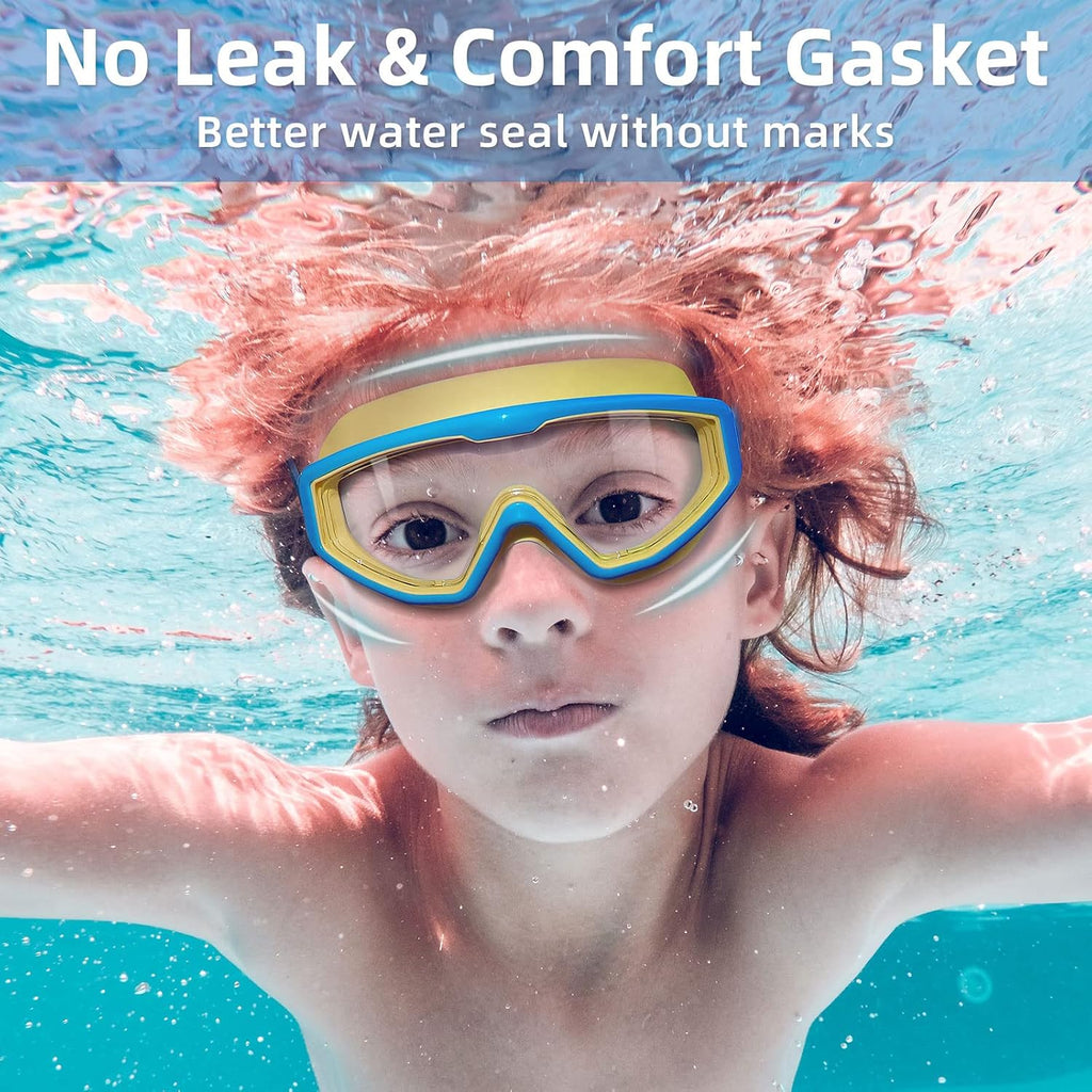 Freela Goggles for Kids Toddler 3-15, Anti Fog No Leak Clear Swim Goggles for Boys Girls Pool Beach Swimming