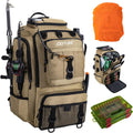 Goture 40L Large Khaki Fishing Backpack w/Cooler & fishing tackle boxes