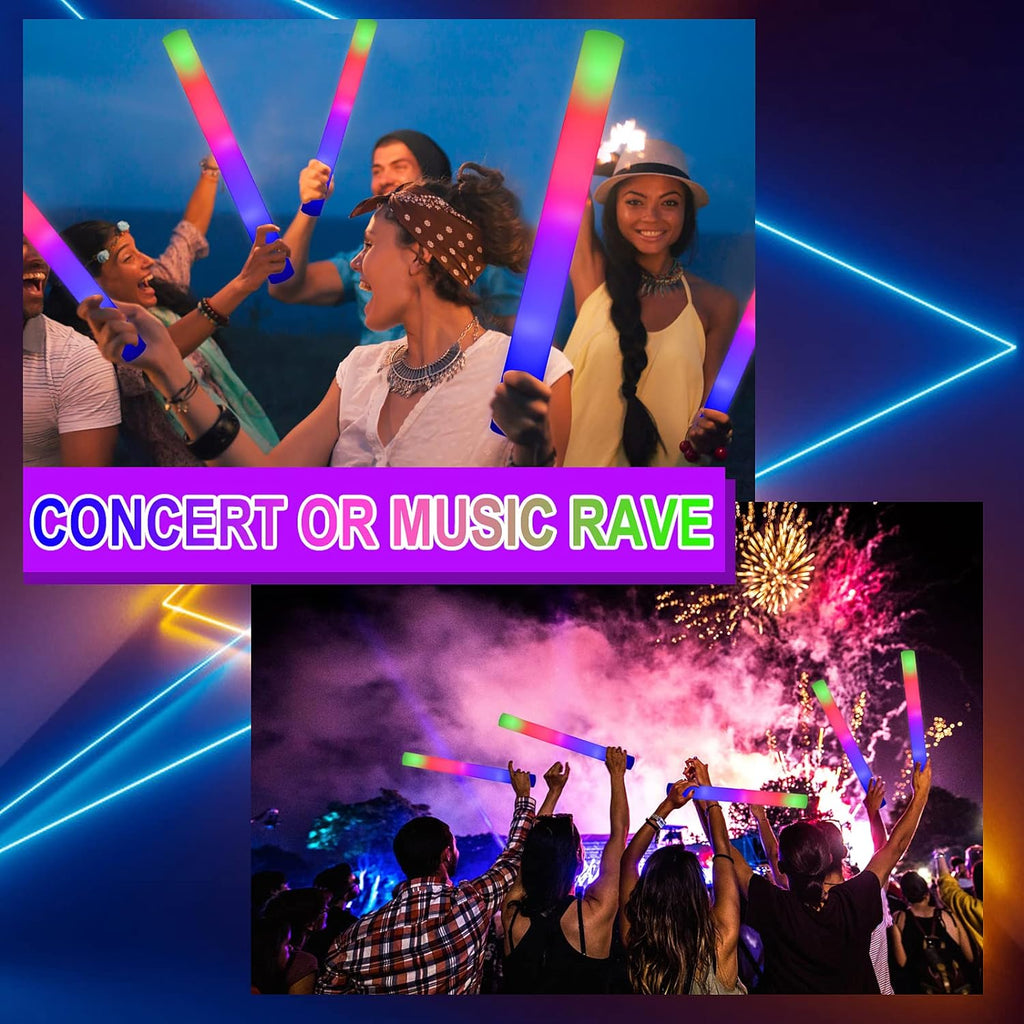 Taotuo Glow Sticks Bulk, 20 Pack LED Light Up Foam Sticks 3 Modes Color Flashing,Glow Party Supplies for Wedding Birthday, Raves, Concert, Camping, New Year, Carnival, Halloween Christmas