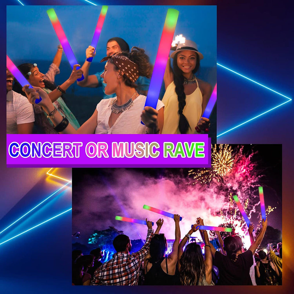 Taotuo 68PCS Foam Glow Stick Bulk,Light Sticks for Parties Bulk with 3 Modes Colorful Flashing,Glow in The Dark Party Supplies for Wedding Reception,Dance Floor,Holiday Party,Concert