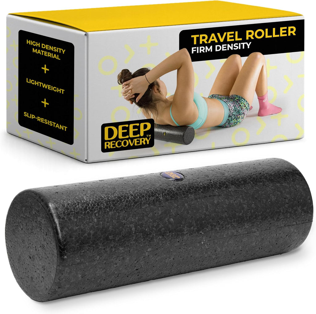 Deep Recovery Yoga Foam Roller for Physical Therapy & Exercise – Green Back Roller for Back Pain, Legs, and Shoulders, 12in x 4in Travel Size – Deep Tissue Massage for Myofascial Release