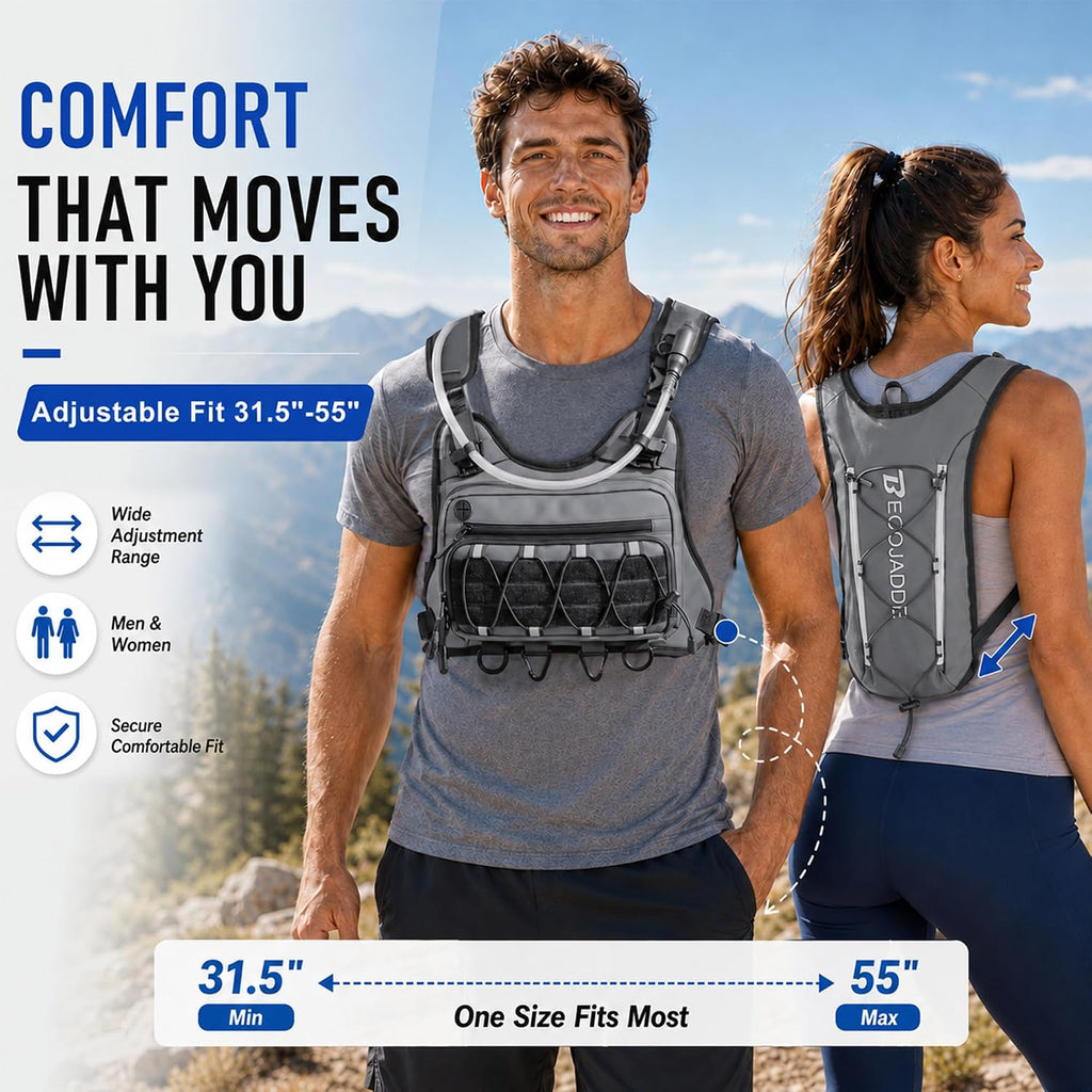BECOJADDE Running Vest for Men Hydration Backpack with 2L Water Bladder