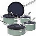 Nuwave 9pc Cookware Set Healthy Duralon Blue Ceramic Nonstick Coated