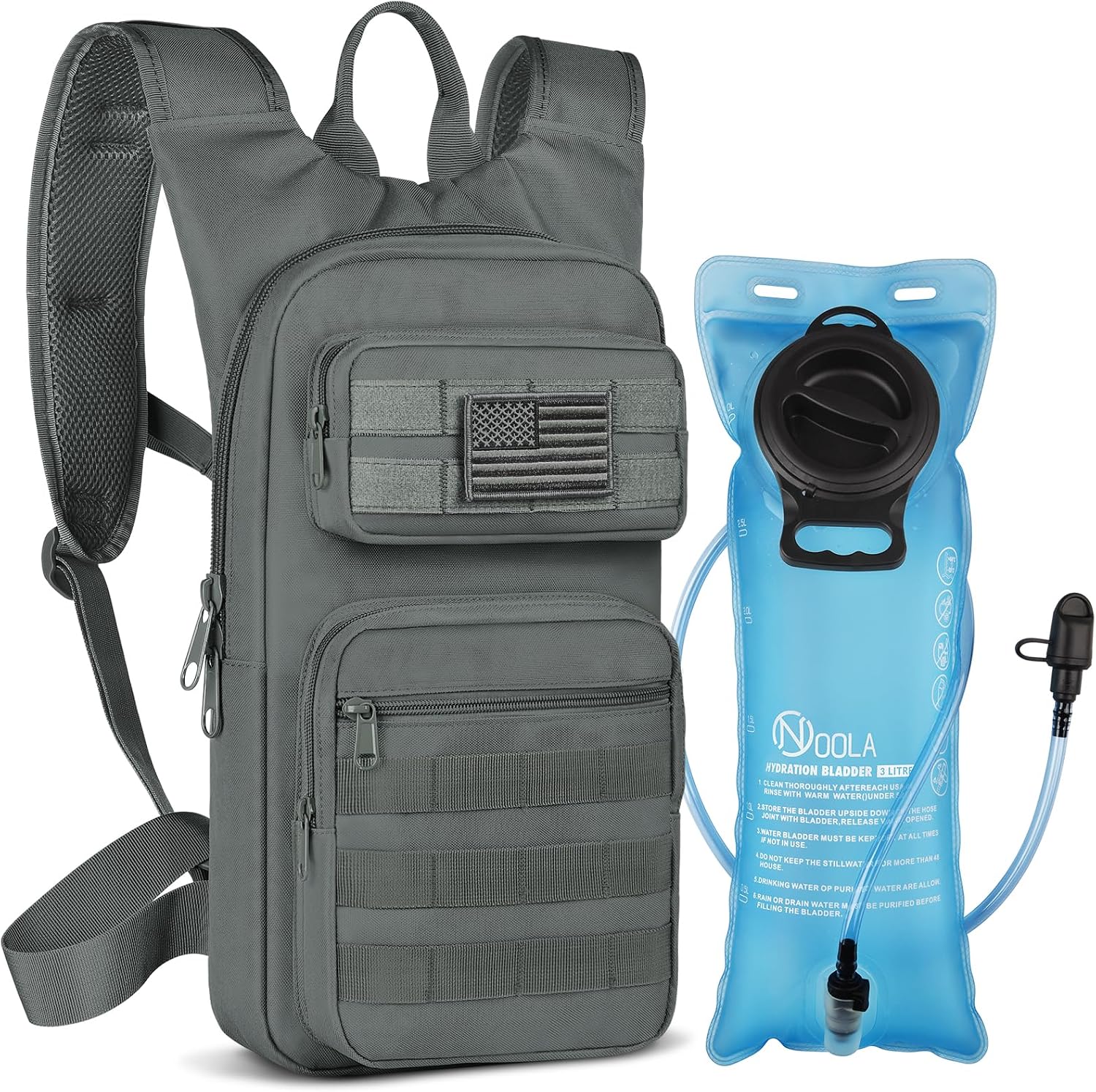 NOOLA Hydration Backpack with 3L Water Bladder, Tactical Pack for Hiking