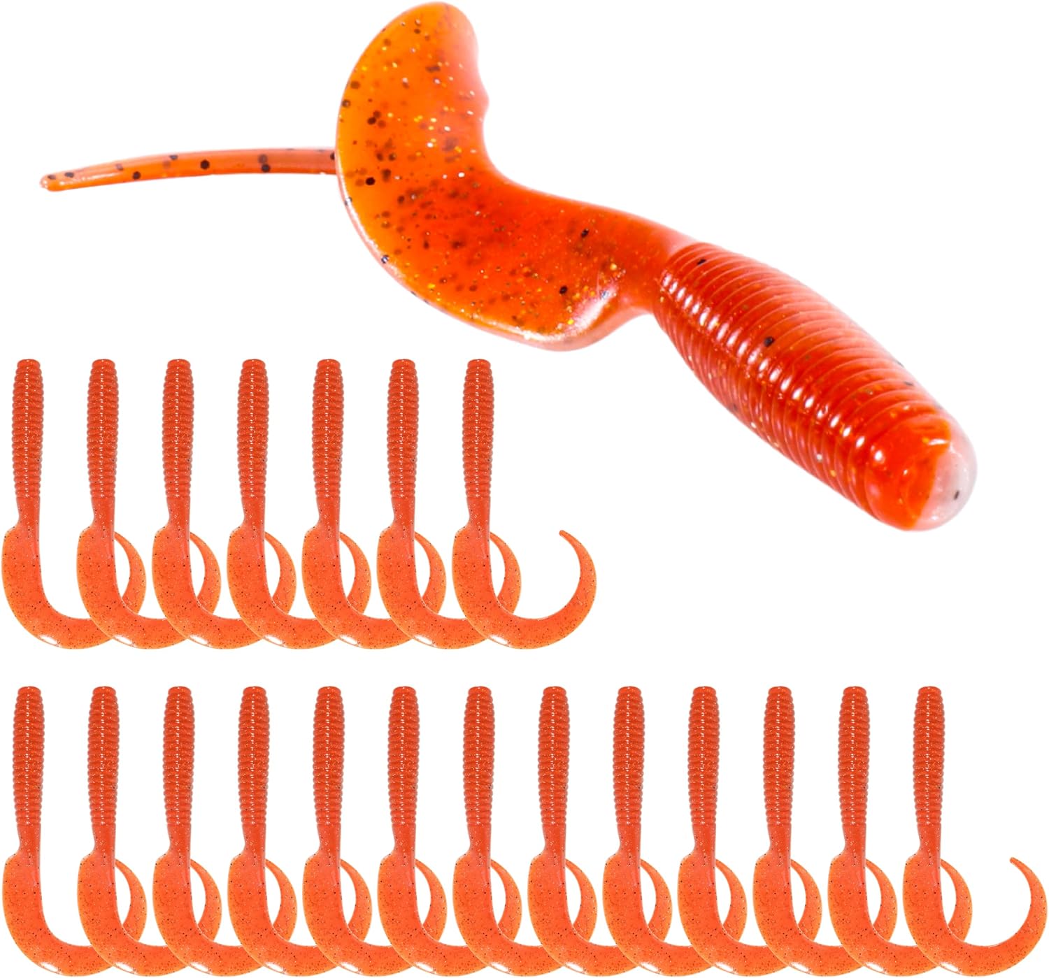Curly Style Tail Worms Fishing Lures – Realistic Wavy Tail Soft Bait Grub Swimbaits for Saltwater & Freshwater Fishing, Available in 4 Inch & 6 Inch, Perfect for Bass, Trout, Crappie, & More