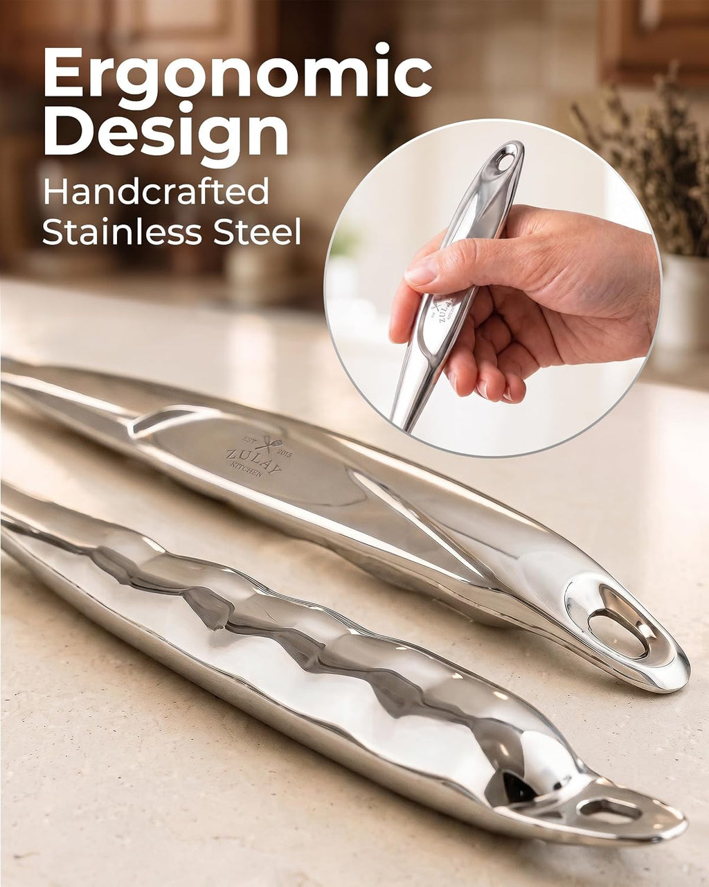 Zulay Kitchen Stainless Steel 5 Piece Cooking Utensil Set