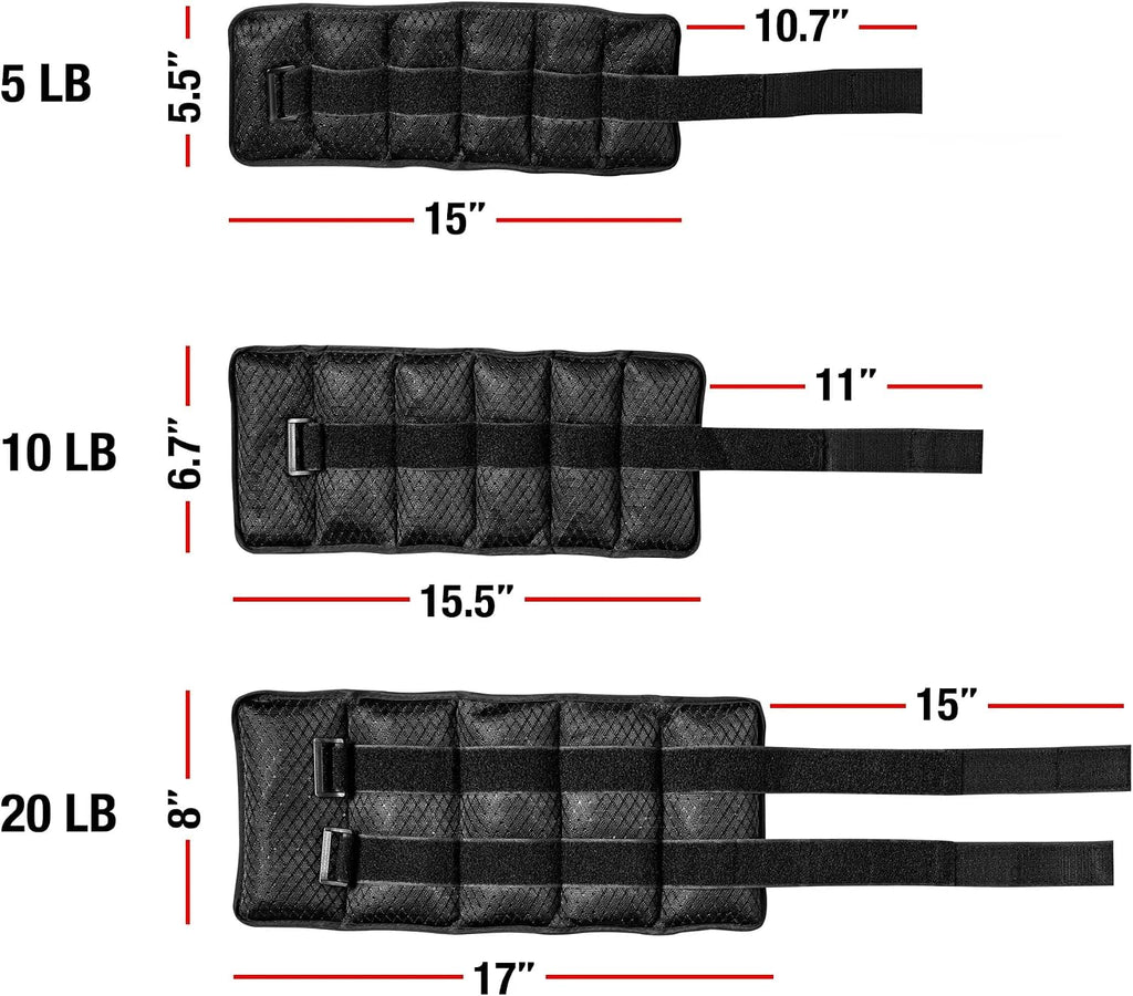Adjustable ankle and wrist weights, 10 lbs each (1 pair, 20 lbs total) for women and men, with secure straps for walking, running, aerobics, and fitness