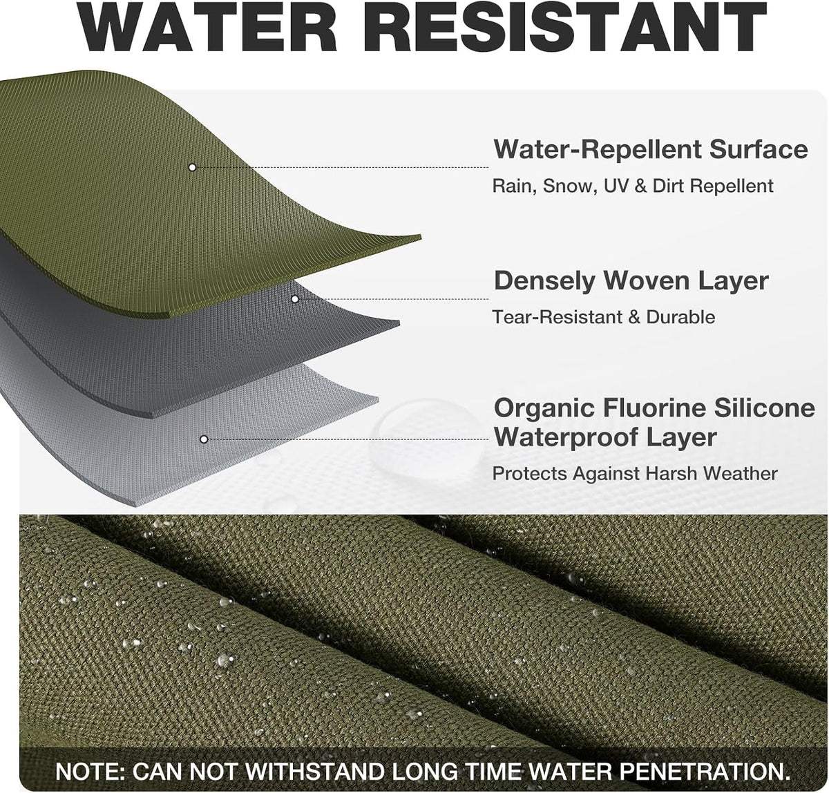 Winpull Heavy Duty Canvas Tarp 10x12 ft, 12oz (350 GSM) Cotton Canvas Water-Resistant Tarp with Rustproof Grommets, Tear-Resistant Outdoor Cover for Wood Piles, Camping, Trailer & Equipment