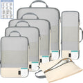 BAGAIL Lightweight Compression Packing Cubes for Travel, 6 Set, Beige
