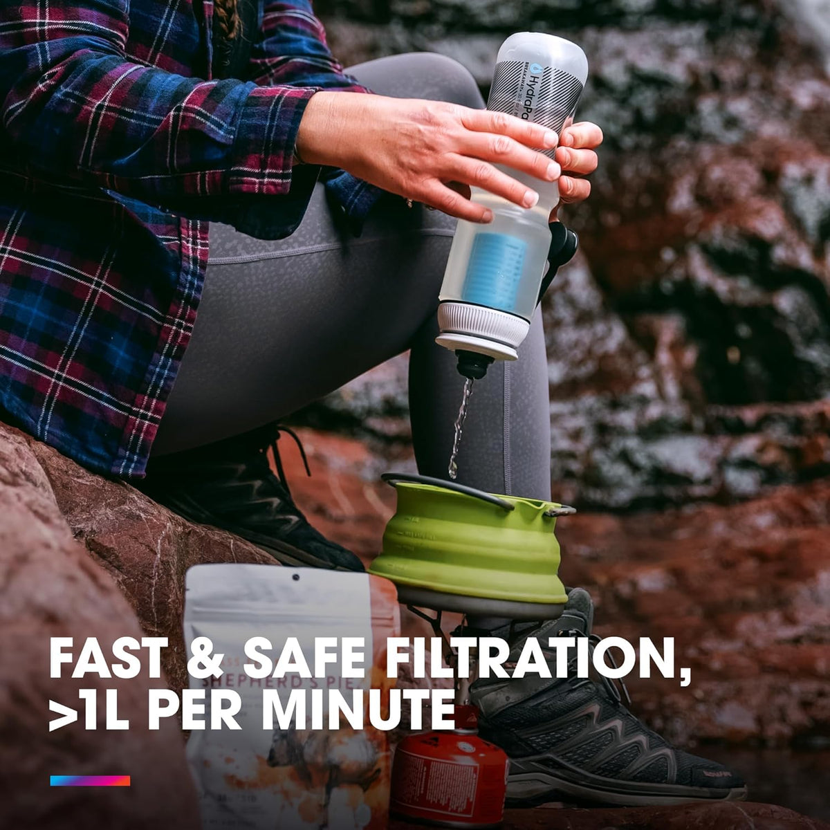HydraPak Breakaway+ Filter Water Bottle (30oz, Clear)