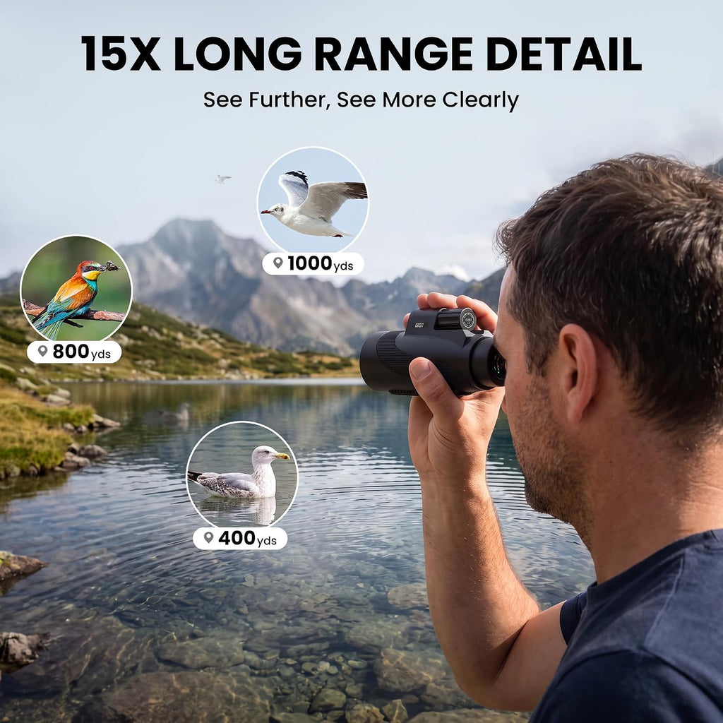 Gosky 15x52 High Powered Monocular Telescope for Adults with Tripod