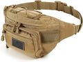 SOWHUP Tactical Fanny Pack,Military Waist Bag Pack with U.S Patch Utility Hip Belt Bumbag for Outdoor Fishing Hiking (Tan(4 Zipper Pockets))