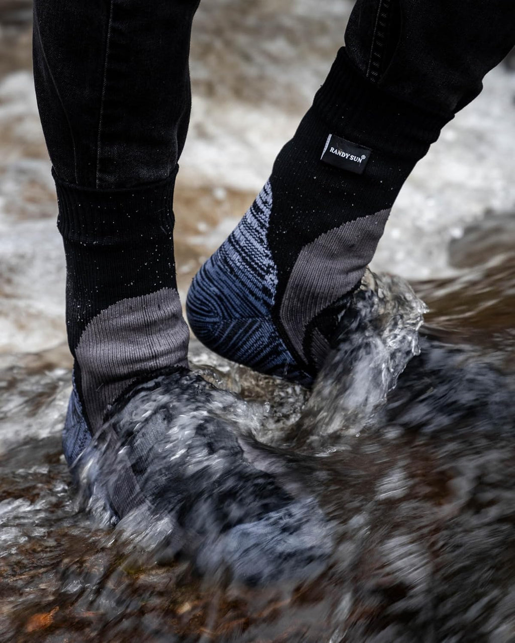 RANDY SUN Waterproof Socks, Unisex Hiking Wading Trail Running Kayaking Crew Socks