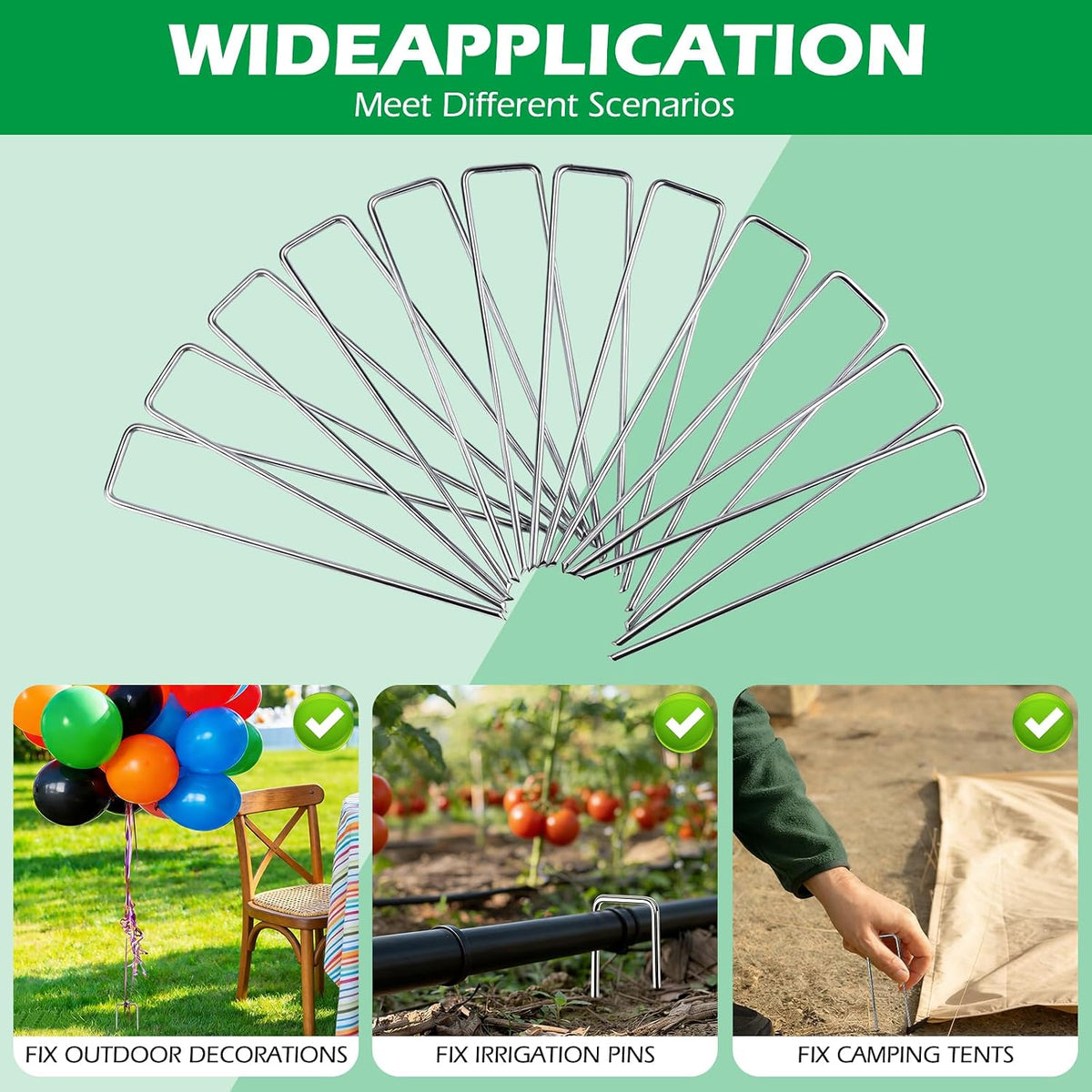 100 Pack Landscape Staples, 8" 11 Gauge Galvanized Steel Garden Stakes,Landscape Pins Turf Staples for Securing Weed Barrier Artificial Grass