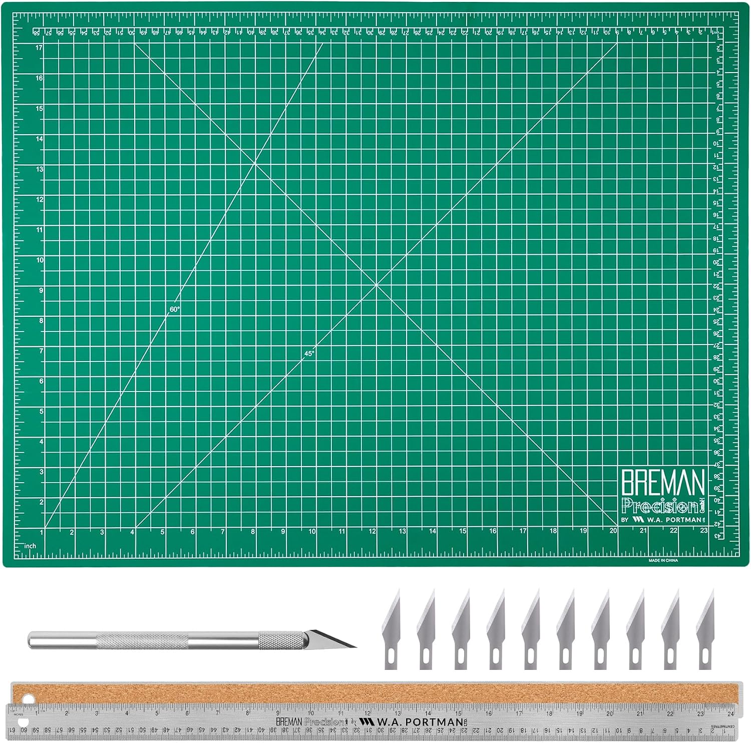 WA Portman Sewing Cutting Mat, Precision Knife, Blades, & Ruler Set