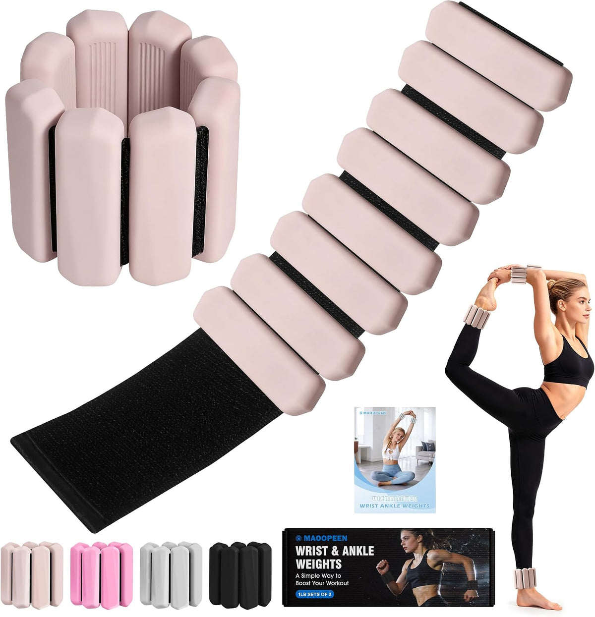 Wrist Weights Set of 2 (1 lb Each), Ankle Weights for Women & Men