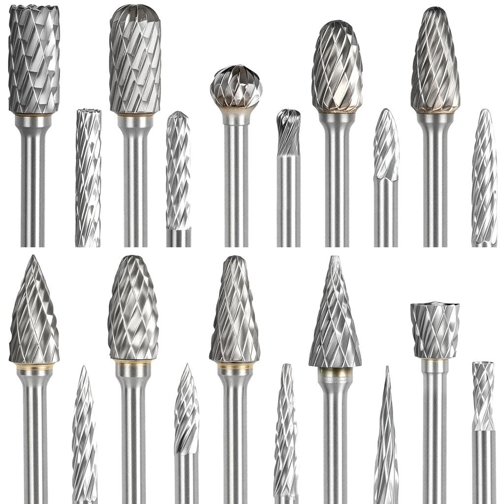 CATITO 10 Pcs 1/4" Carbide Burr Set, 1/4" Quick-Change Shank, Die Grinder Bits for Metal, Wood, Stone, Compatible with Most Rotary Tools