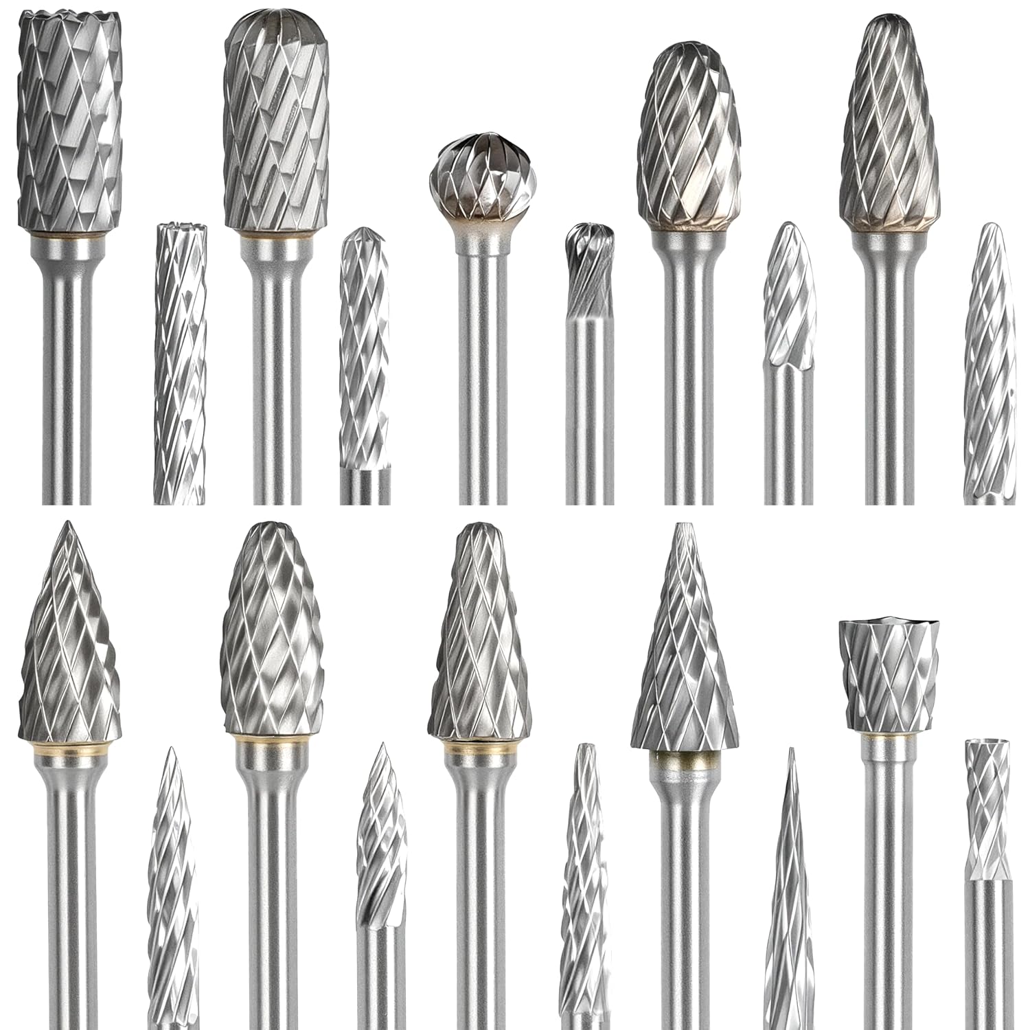 CATITO 10 Pcs 1/4" Carbide Burr Set, 1/4" Quick-Change Shank, Die Grinder Bits for Metal, Wood, Stone, Compatible with Most Rotary Tools