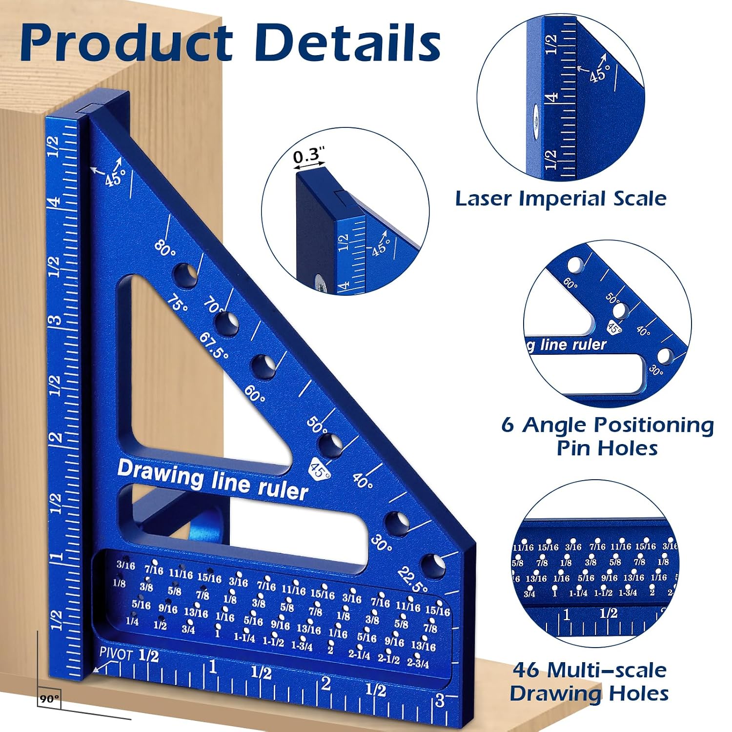 3D Multi-Angle Measuring Ruler -Precision Woodworking 3D Square Protractor