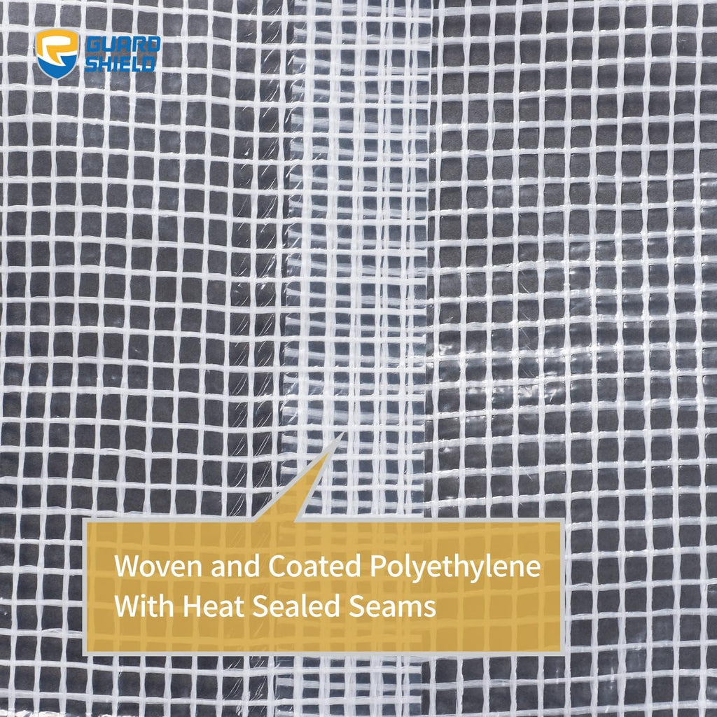 GUARD SHIELD Clear White Tarp Heavy Duty 12x12 Feet Waterproof for Greenhouse Outdoor Garden Poly Cover UV Resistant 3x3 Weave 10mil (2-Pack)