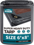 TARPAL tarp 6x8 Feet Super Heavy Duty Tarps Cover 20mil,Grey/Brown tarp