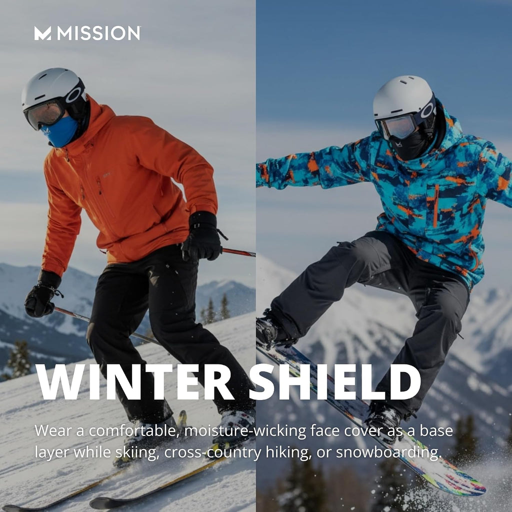 MISSION Multi-Use Neck Gaiter Face Mask for Ski & Outdoors, UPF 50, Breathable Lightweight Fabric