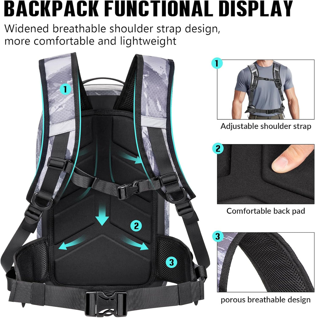 THKFISH IPX8 Waterproof Fishing Backpack with Rod Holder, Lightweight Fishing Sling Bag, Move Freely Fish Gifts for Men