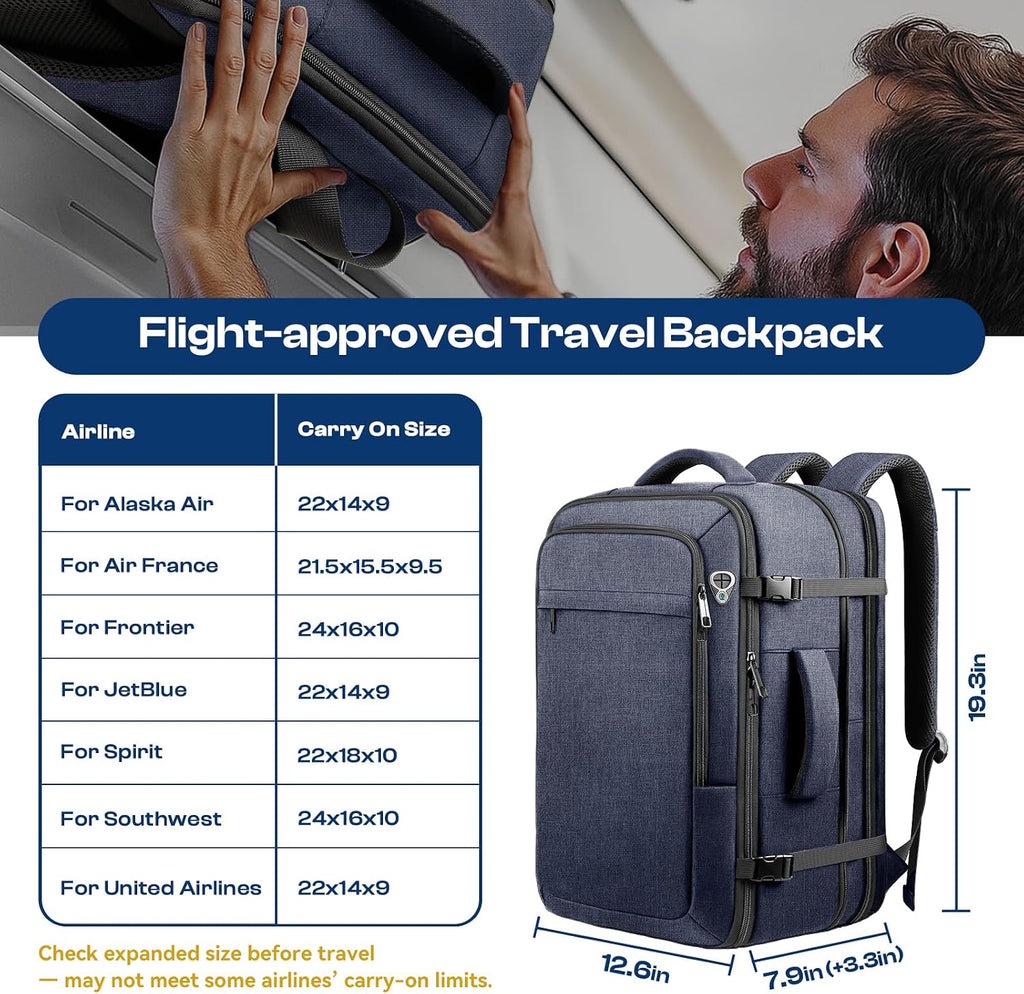 Big Travel Backpack, 40-50L Expandable Large Carry On Backpack