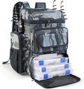 Fishing Tackle Backpack With Rod Holders,45L Large Tackle Bag & Fishing Tackle Backpack for Fishing,Camping, Hiking,Camouflage Gray