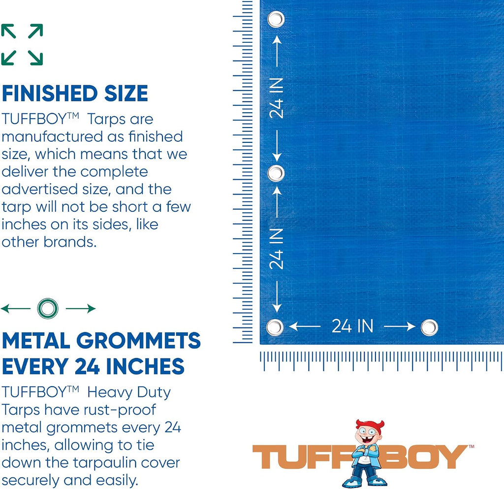 20x30 Waterproof Tarp – 5 MIL Heavy-Duty Poly Tarp Cover – Tear-Resistant, UV Resistant, Weatherproof, Multipurpose Tarpaulin for Camping, Roof, Patio, Pool, Boat, Car, Outdoor Protection