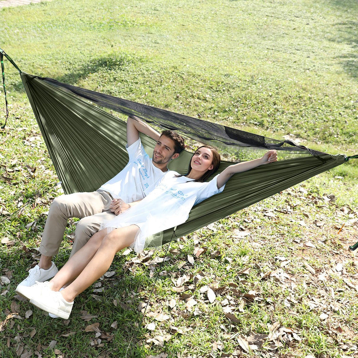 Camping Hammock with Mosquito Net and Ridge Rope, 2 Person Extra Large