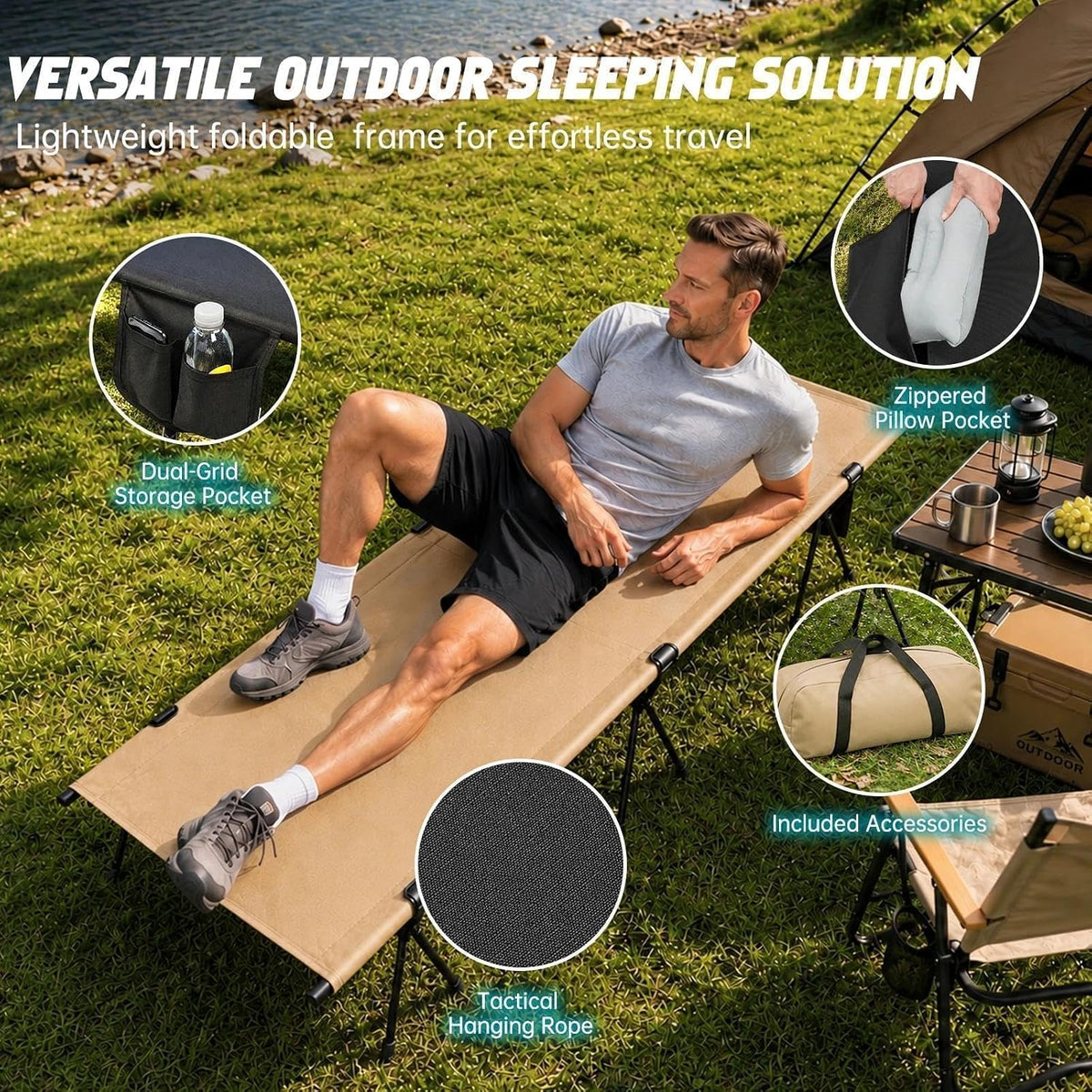 Portable Camping Cot for Adults, Heavy-Duty Folding Cot Bed