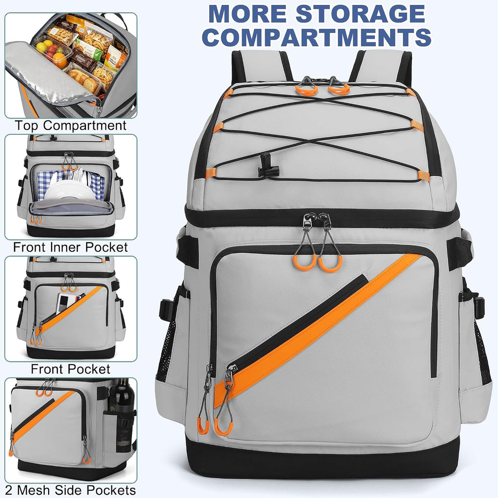 50 Can Large Waterproof Insulated Cooler Backpack, Leakproof Lunch Ice Bag