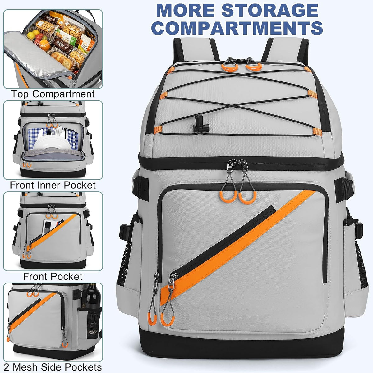 50 Can Large Waterproof Insulated Cooler Backpack, Leakproof Lunch Ice Bag