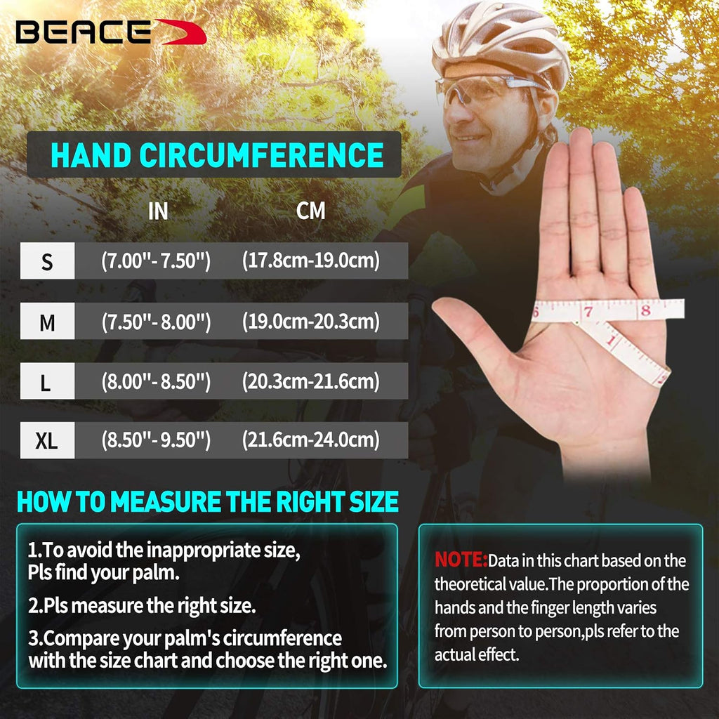 BEACE Gloves for Cycling Bike Biking Half Finger Road Bicycle for Men and Women-5MM Breathable Anti-Slip Shock-Absorbing Pad Gym Motorcycle Light Weight Mountain Bike Gloves
