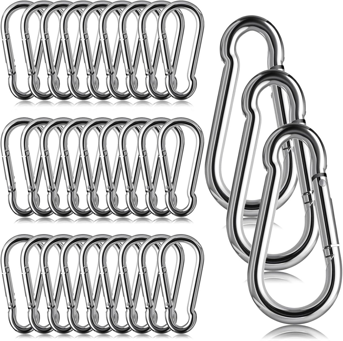 30 Pcs 3" Spring Snap Hook, M8 5/16" Heavy Duty Carabiner Clips