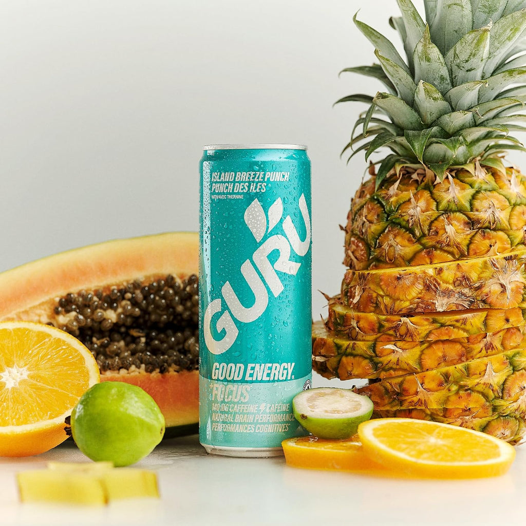 GURU Organic Energy Drink, Island Breeze Punch, 12 Fl Oz, 24 Pack