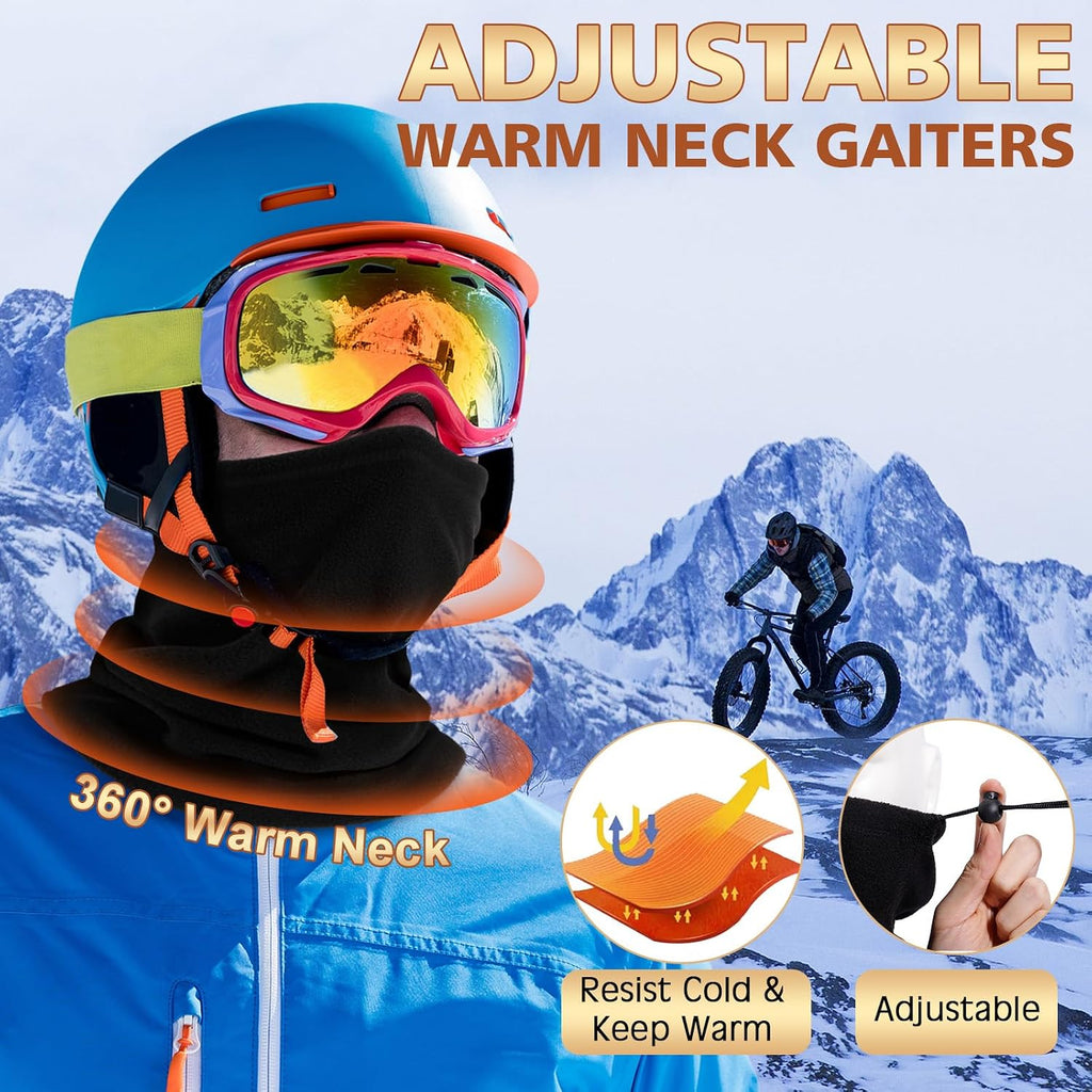Fivali Winter Neck Warmer Gaiter: Windproof Fleece Face Mask Multi Pack